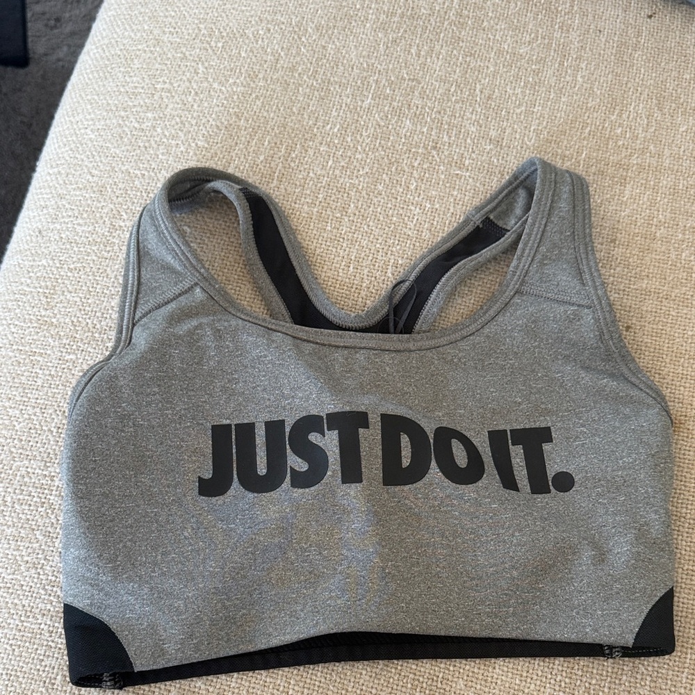 Nike Gray Sports Bra with Slogan